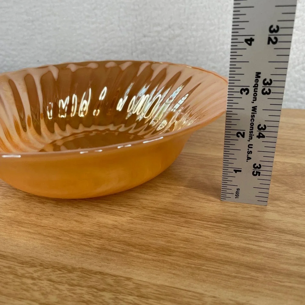 Fire-King Anchor Hocking Peach Lustre Swirl Bowl 7.5